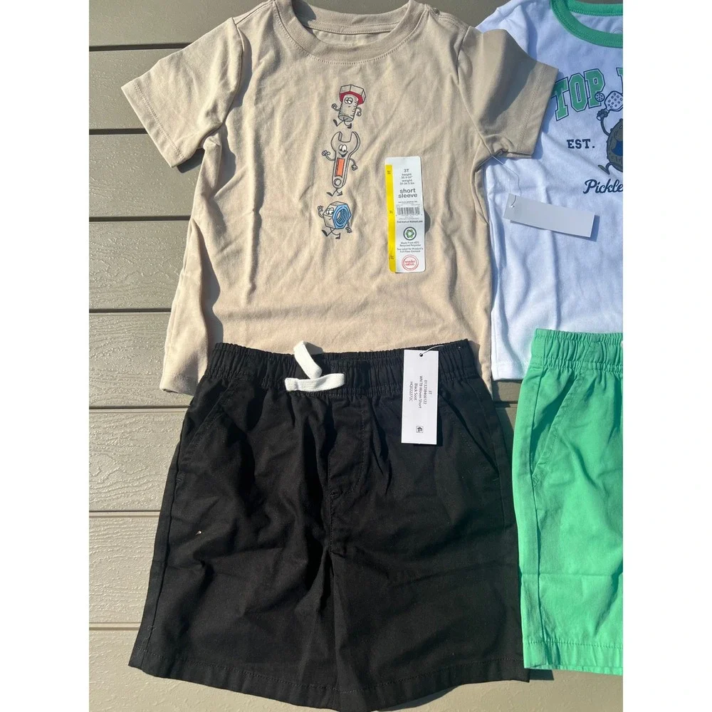 Wonder Nation Boys 8 Piece Lot 3T NWT T-Shirts and Shorts Mix Match Set